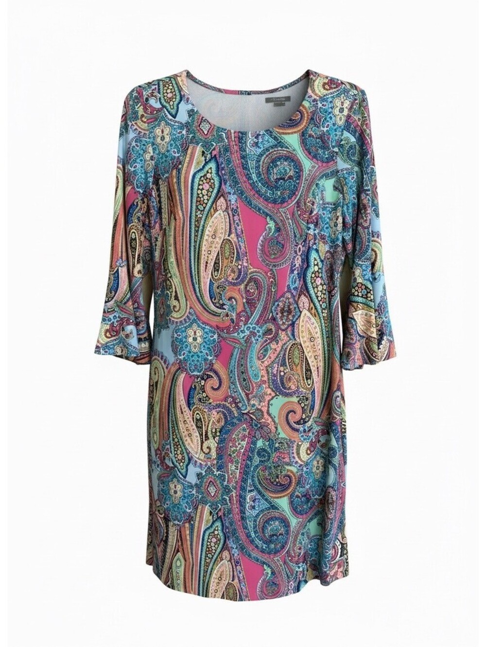 Vintage Tommy Hilfiger Vibrant Paisley Psychedelic Sheath/Shift Dress Size 8